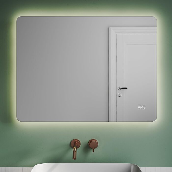 Дзеркало для ванної кімнати Badspiegel 80x60 з підсвічуванням, протизапітнінням LED, 3 колірні температури, IP44, тип C, 60L x 80B см