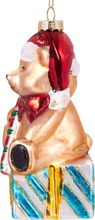 Скляна Різдвяна куля ручної роботи - видувні фігурки ручної роботи - 11 см (плюшевий ведмедик з льодяником і подарунком), підвісна ялинкова куля-фігурки, забавні Декоративні підвіски, ялинкова куля-11 см (плюшевий ведмедик з льодяником і подарунком)