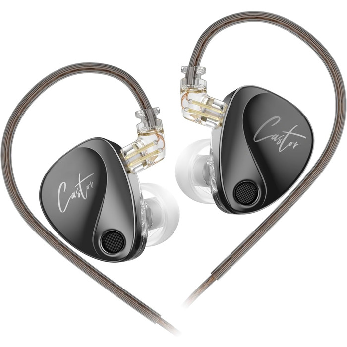 Вушний монітор keephifi KZ Castor IEM 2DD, дротовий HiFi, Bass Edition, 2-pin, Чорний