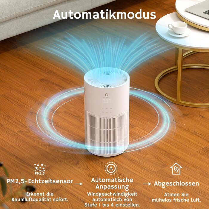Повітряочищувач та зволожувач Airthereal AEH300: 2-в-1 для приміщень до 125 м², 3-ступенева фільтрація, індикатор якості повітря, нічний режим, автоматичне зволоження