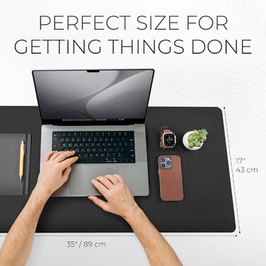 Настільний килимок Nordik з екошкіри та фетру, органайзер для кабелів, великий килимок для миші та захисна підкладка для столу (Sattelbraun, 89,9 x 43,2 см)