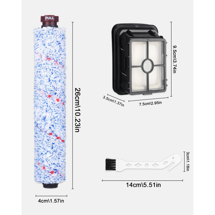 Аксесуари для щіткового валика Bissell Crosswave 3-в-1,4 і 5 фільтрів для Bissell Crosswave 3-в-1, щітковий валик з твердим дном і фільтр для Crosswave, запасні частини / змінні комплекти для Bissell