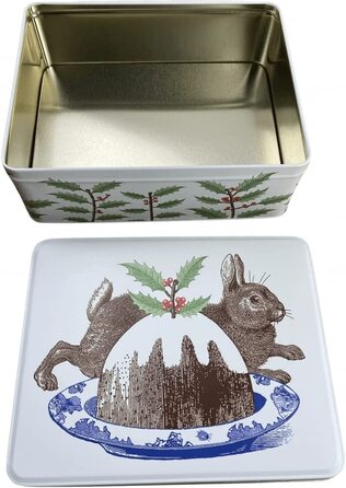 Дизайн подарункової коробки Thornback & Peel-Любовно оформлена прямокутна коробка для зберігання-Мотивна жерстяна коробка, коробка для печива, коробка-Розміри (Д х Ш х В) 19,5 х 15,4 х 7,5 см (кролик)
