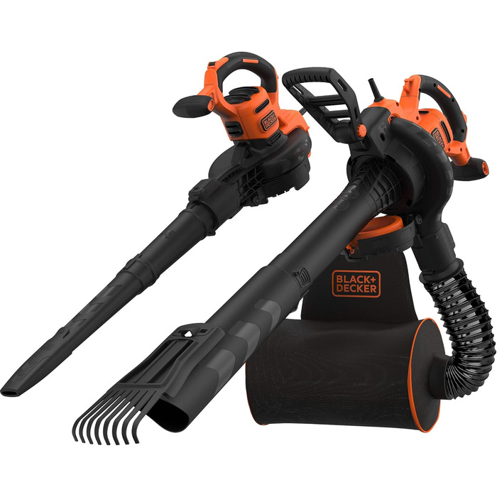 Black+Decker 3-в-1 електропристрій для прибирання листя BEBLV301 (3000 Вт) з подрібнювачем, решетом та мішком-рюкзаком 72л - висока швидкість видуву та регульована потужність всмоктування