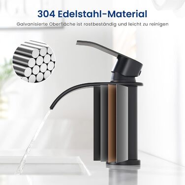 Змішувач для ванної CECIPA Gebürstet, нержавіюча сталь, чорний, 86 мм | Змішувач для умивальника | Змішувач для ванної кімнати