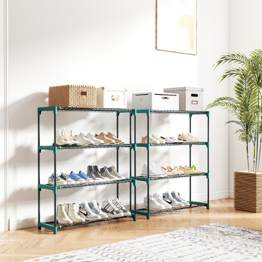 Набір з 2 підставок для рослин, 4 яруси, висота 104 см, квітковий стеллаж для дому та саду, сталь, темно-зелений