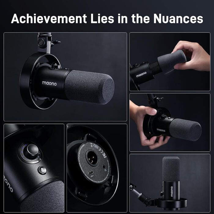 MAONO PD300X подкаст-мікрофон XLR/USB з шумозаглушенням, 192kHz/24Bit Hi-Fi аудіо, кнопка вимкнення звуку, програмне забезпечення для подкастингу, стрімінгу та студійного запису