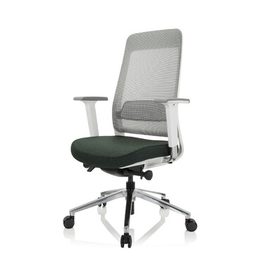 Офісне крісло / поворотне крісло CHIARO T2 WHITE сітка / тканина темно-зелений / сірий hjh OFFICE