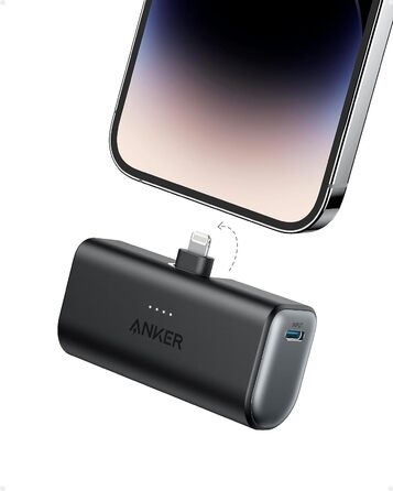 Сертифікований MFi, Сумісний з iPhone 14/13/12, Чорний, 621 Powerbank 5000mAh, Lightning Plug