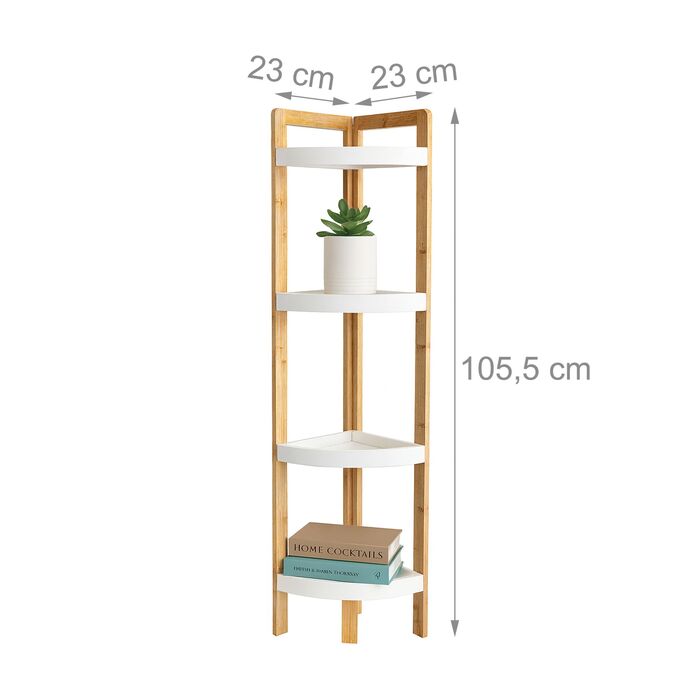 Поличкова стійка Relaxdays з бамбука для кута з полицями