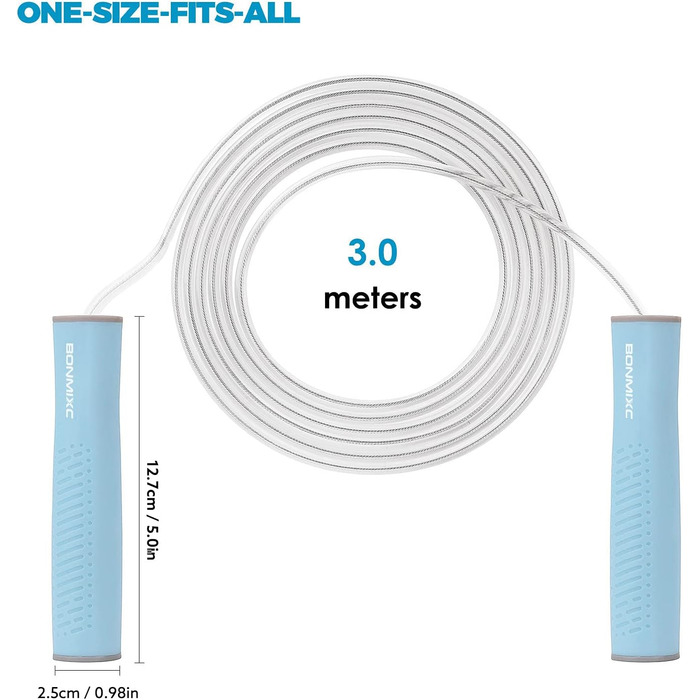 Обтяжена скакалка BONMIXC 0,5 кг для дорослих Швидкісна скакалка з кульковими підшипниками, легка скакалка для початківців (3 стилі) Speed Blue (1 упаковка)