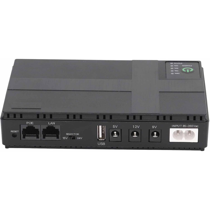 Mini USV з акумулятором 10400 mAh, 18 Wh. Підтримка USB 5V/9V/12V, POE 15V/24V. Компактний USV для роутера, модема, з EU-штекером