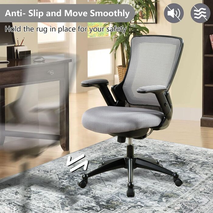 Килимок для підлоги 120x150 см під офісний стілець, для захисту твердої підлоги, Boho стиль, сірий