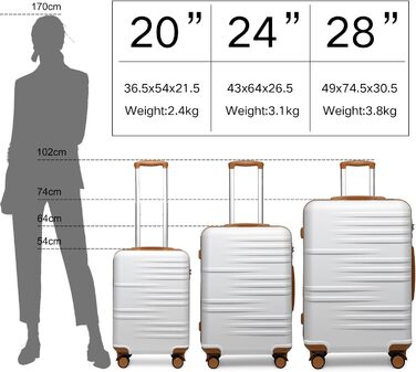 Валіза ручної поклажі British Traveller 64x43x26.5см TSA Lock ABSPC 24'-M (Білий, КОМПЛЕКТ)