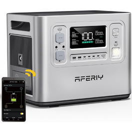 Портативна електростанція AFERIY 3840Wh з LiFePO4 акумулятором, USV, 3 виходи 3x230V AC (7200W пікова потужність), 2200W швидка зарядка, для кемпінгу та подорожей