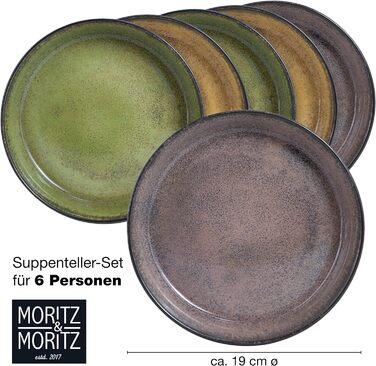 Набір посуду Moritz & Moritz VIDA 18шт на 6 персон Елегантна тарілка з високоякісної порцеляни Набір посуду, що складається з 6 обідніх тарілок, 6 десертних тарілок, 6 супових тарілок (6 супових тарілок)
