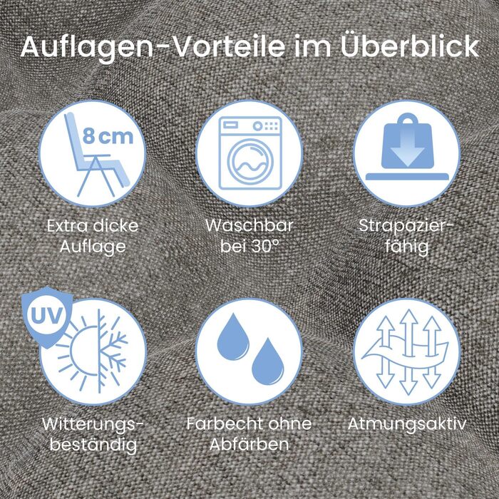 Лежак для відпочинку ELONEO: розкладний, з преміум-подушкою, стійкий до погодних умов, широка спинка, регульована, з подушкою для шиї та тримачем для напоїв (сірий)