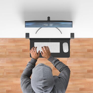 Підставка для клавіатури ETHU, висувна, 50x30 см, з кріпленням C, для монтажу під столом, ергономічна, чорна