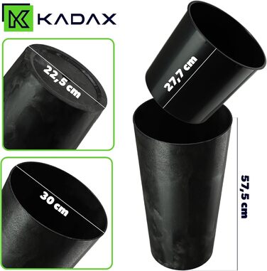 Набір горщиків KADAX (3 шт.) з дерев'яною стружкою, чорний бетон, 19,25, 30 см