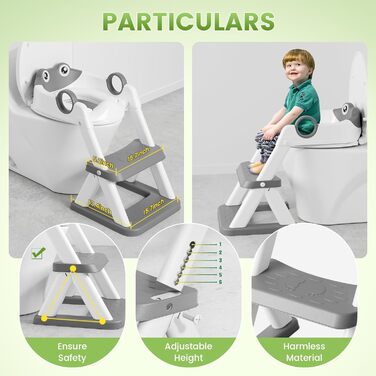 Унітаз-сходинки для дітей COOSEYA Frosch з драбинкою та сидінням для привчання до туалету, сірий (Gris Chiné 14)