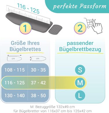 Чохол для прасувальної дошки Timbley Comfort L, OEKOTEX 100, для прасувальних дощок 130-140 х 38-50см, бірюзово-сірий