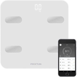 Цифрові ваги для ванної кімнати BC300 - Розумні, електронні та професійні з 4 високоточними датчиками та 13 функціями - Шкала жиру в організмі - З'єднання та додаток Bluetooth - Одиниця вимірювання ваги кг/фунт