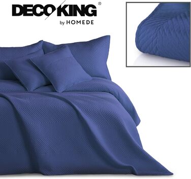 Покривало DecoKing 200 х 220 см Покривало для ліжка Двостороннє ультразвукове стьобання Поліестер Messli темно-синій 200 х 220 см Темно-синій