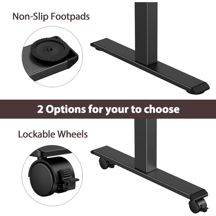 Електричні ніжки для столу з регулюванням висоти, з потужним мотором, на коліщатках, з 3 рівнями пам'яті та захистом від зіткнень, 72-116 см