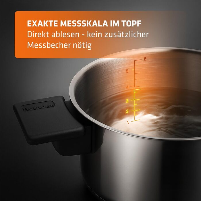 Набір каструль Berndes 6-ти частинний з нержавіючої сталі, індукційне дно, економія місця
