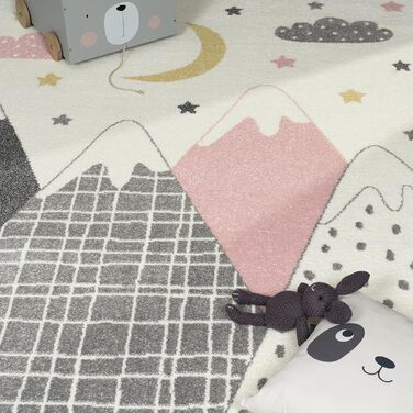 Дитяча кімната Дитячий килимок Ігровий килимок Хлопчик Дівчатка Короткий ворс Сучасні гори Зірки Хмари Рожевий, Розмір (120 см Круглий)