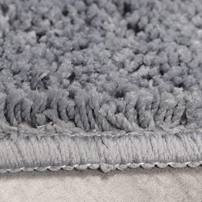 Набір килимків для ванної кімнати Jianyana (3 шт.) з мікрофібри, антиковзаючі, м'які, з довгим ворсом, для душу, у формі контуру, на унітаз, сірий в смужку