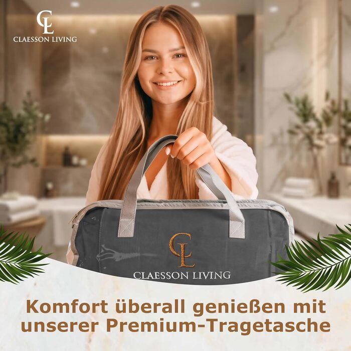 Подушка для ванни повномірна (152x56 см) з підголівником (11 см) чорного кольору – підтримка шиї, спини та ніг. Зі сумкою для прання та подорожей, гачком для сушіння.