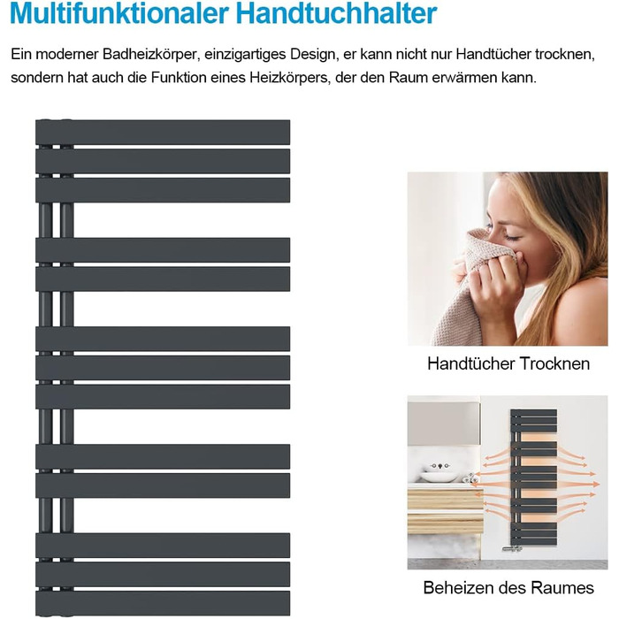 Електричний рушникосушарний радіатор Heilmetz для ванної кімнати, білий, 400x1176 мм, 494W