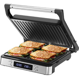 Olvy Sandwichmaker XXL: Цифровий контактний гриль 3-в-1 з антипригарним покриттям, регульована температура, таймер, велика поверхня приготування, Cool-Touch ручка, покриття без PFAS