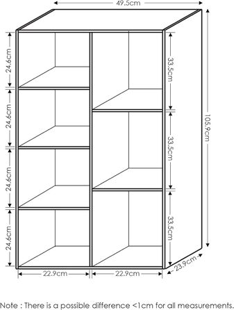 Відкрита книжкова шафа Furinno з n, дерево, білий/рожевий, 49,5x23,9 x 105,9 см (7 відділень, білий)