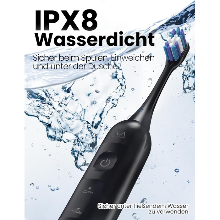 Електрична зубна щітка для дорослих B10PRO: 5 режимів, 48000 VPM, IPX8, акумулятор 180 днів, 4 насадки, таймер, у кейсі (рожева/блакитна)