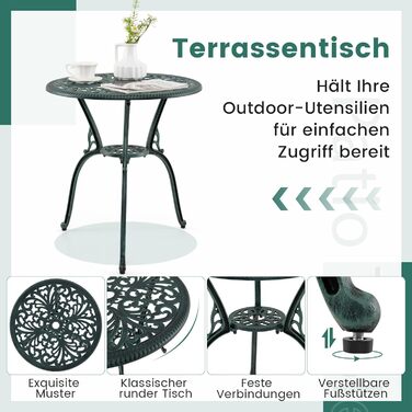 COSTWAY Bistroset: Комплект садово-патіо меблів з алюмінію та чавуну (білий, зелений)