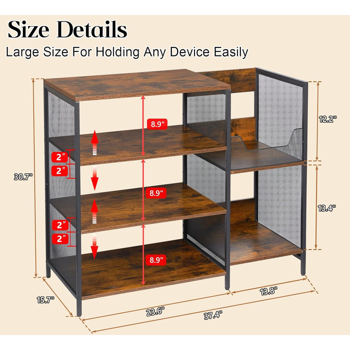 Підставка для програвача вінілу з місцем для зберігання платівок, до 200+ альбомів, медіа шафа, консольний столик, стійка для стерео, тумба, AV-стійка. Колір: русявий, розмір: великий