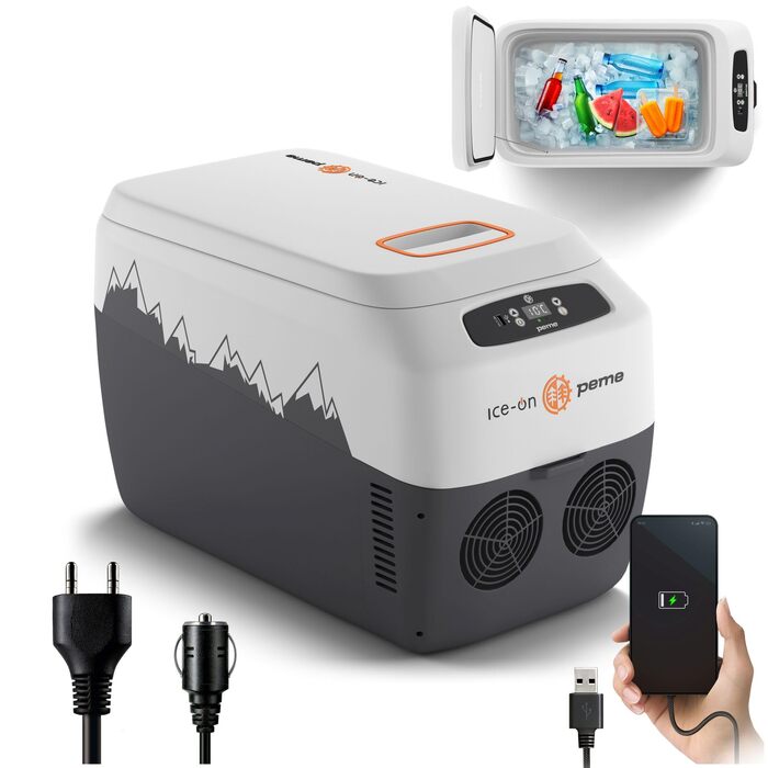 Термоелектричний автохолодильник Peme Ice On 28.3L з LCD дисплеєм, USB, 12/230V – для кемпінгу, подорожей, автомобіля (помаранчевий)