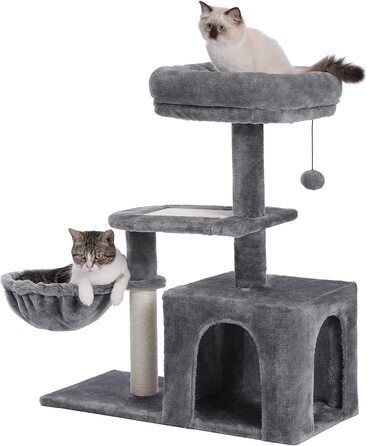 Котяче дерево на ПАВЗ-роуд для маленьких кішок, плюшева котяча вежа з великою котячою квартирою, глибокий гамак і котяче дерево з сизалю для кошенят