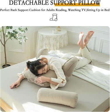 Підголовник для ліжка з підлокітниками, великий крісло-мішок для читання, 75x40x58 см