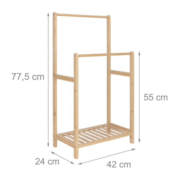 Підставка для рушників Relaxdays з бамбука, 2 перекладини та полиця