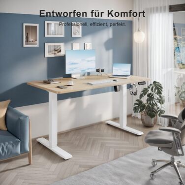 Регульований стіл, електричний, ергономічний, для дому та офісу, білий (150 x 60 см, бежевий)