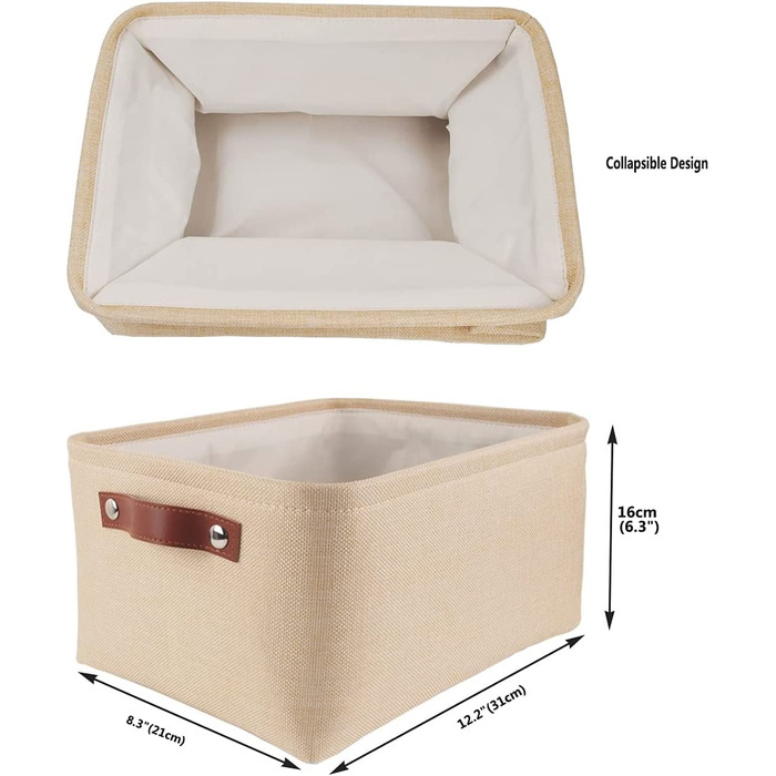 Ящики для зберігання OCOHOME з тканини, кошики для зберігання з 3 предметів, складні кошики з тканини для іграшок, одягу, будинку, білизни (маленькі) (бежеві, S)