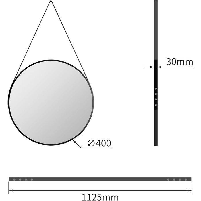 Дзеркало Boromal Spiegel Schwarz 100x60 см прямокутне з металевим каркасом. Чорний настінний дзеркало для ванної кімнати, туалетного приміщення, спальні.
