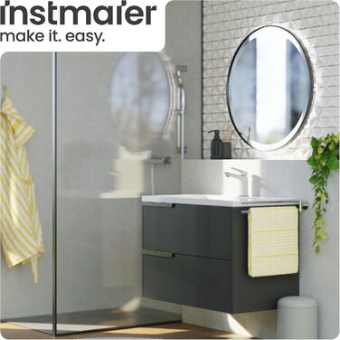 Змішувач для умивальника Instmaier Amelie | Змішувач для ванної кімнати | Однорідний змішувач з латуні (білий / хром)