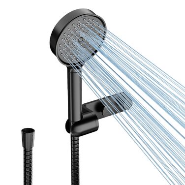 Фільтр для душу Cobbe зі шлангом, ручна лійка з 3 вугільними фільтрами, душова лійка з 6 режимами, високонапірний економний душ з фільтром від накипу для жорсткої води, видаляє 99% хлору (Чорний63)