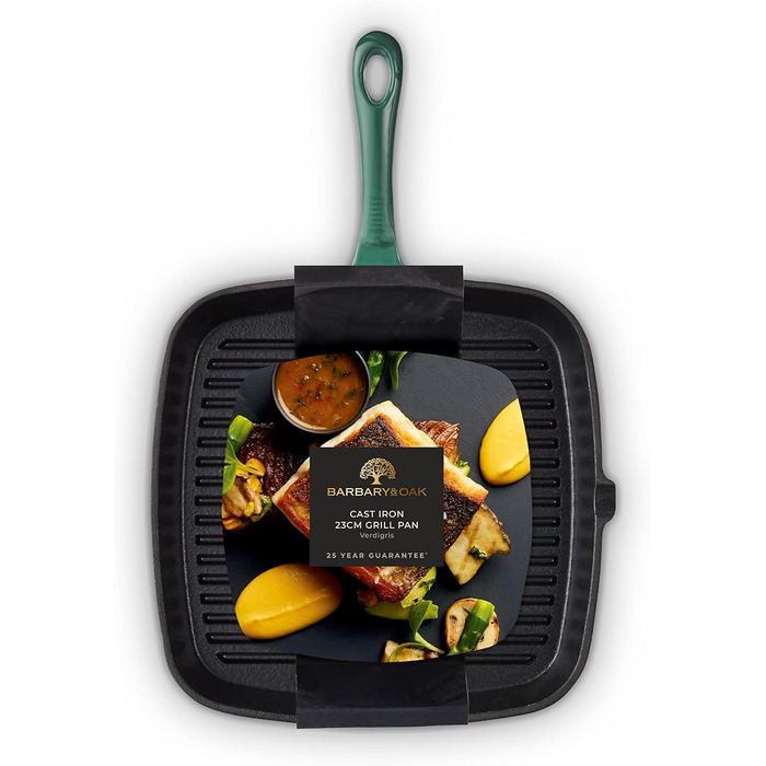 Сковорода-гриль Barbary & Oak BO800256GRN з емальованим покриттям, 23 см, зелений