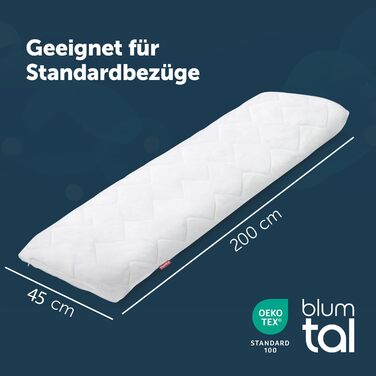 Подушка для сну на боці Blumtal з чохлом 40 x 145 см, сертифікат Oeko-TEX, регульований наповнювач, ортопедична подушка для дорослих