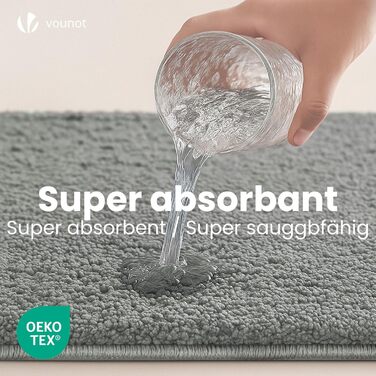 Набір килимків для ванної кімнати VOUNOT 2 шт. (60x90 см) – антиковзаючі, з мікрофібри, швидковисихаючі, сірого кольору